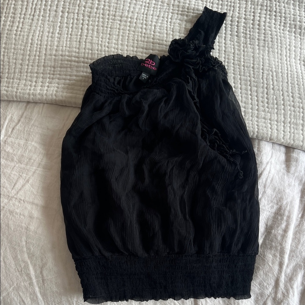 2B Bebe Elegant Black Ruffled Top